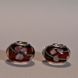 Elegant Floral Glass Bead Charm